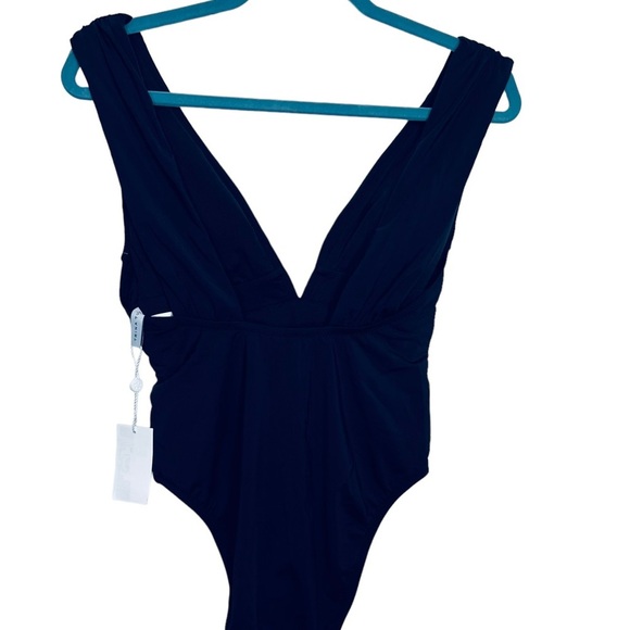 Trina Turk Wrap Front One Piece Swimsuit, NWT, black - Picture 5 of 12